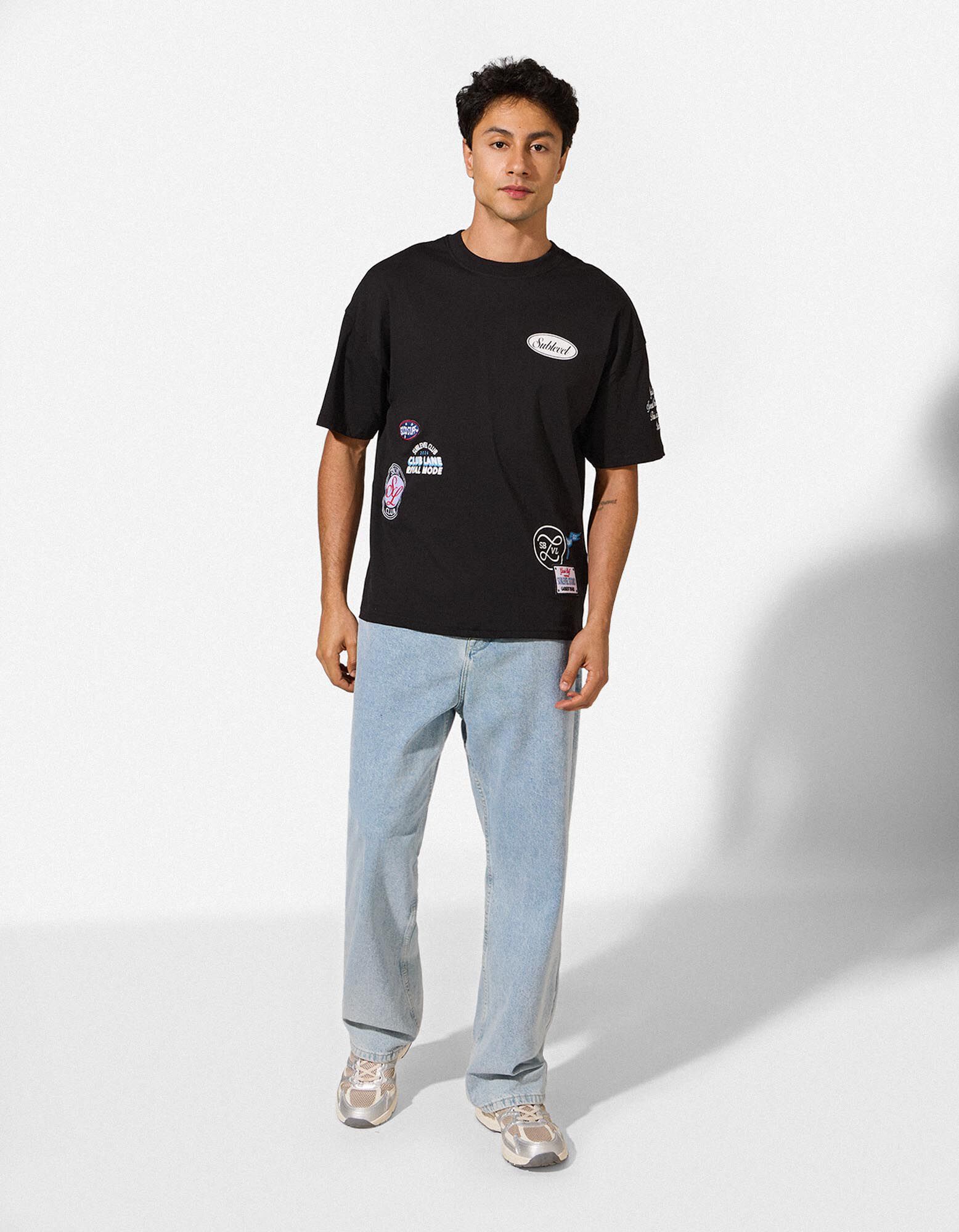 T-Shirt - Allover-Print - schwarz