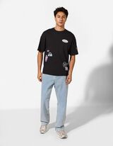 T-Shirt - Allover-Print - schwarz