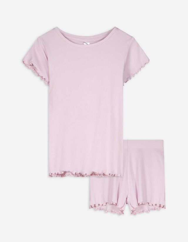Pyjama Set aus Shirt und Shorts - einfarbig - lila