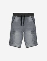 Pantaloni scurți cargo - Finisaje cu nervuri - Gri