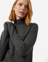 Strickpullover - Mockneck - Dunkelgrau