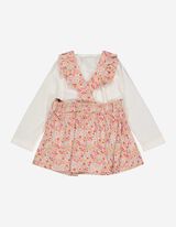 Hossz&uacute; ujj&uacute; felsőből &eacute;s ruh&aacute;b&oacute;l &aacute;ll&oacute; szett - Vir&aacute;gmint&aacute;s - rozsaszin