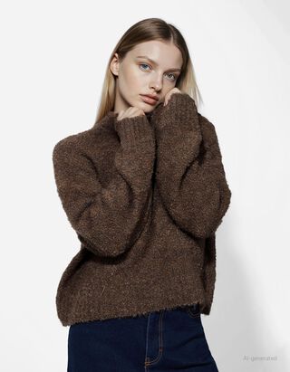 Strickpullover - Überschnittene Schultern - braun