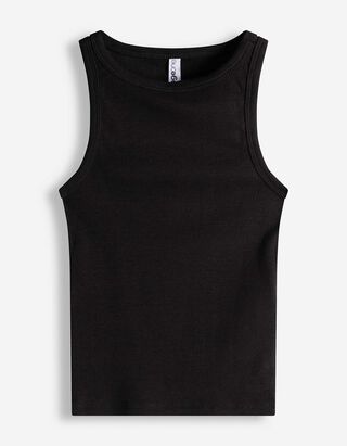 Cropped Top - Gerippt - schwarz