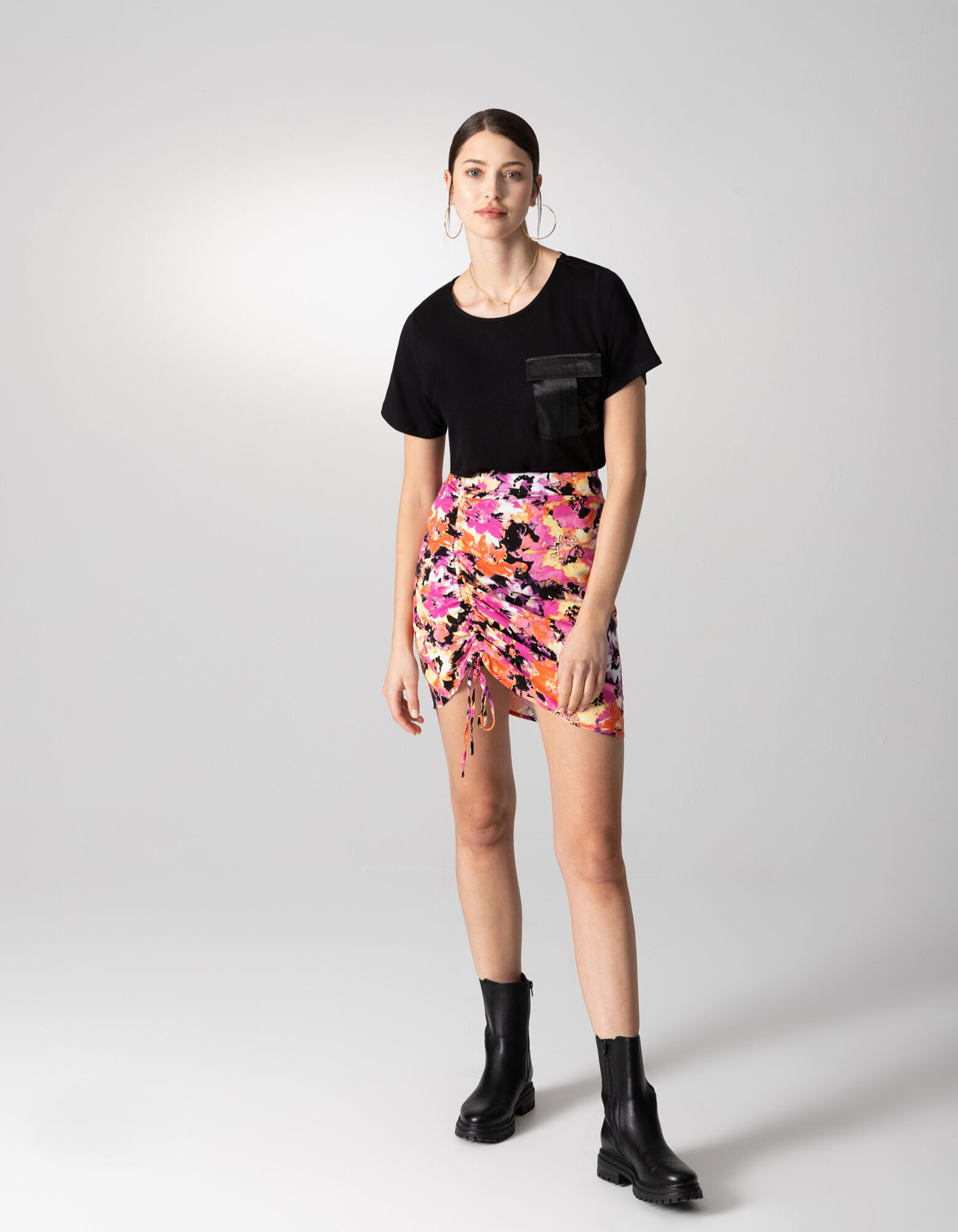 T-shirt - Viscose m&eacute;lang&eacute;e - Noir