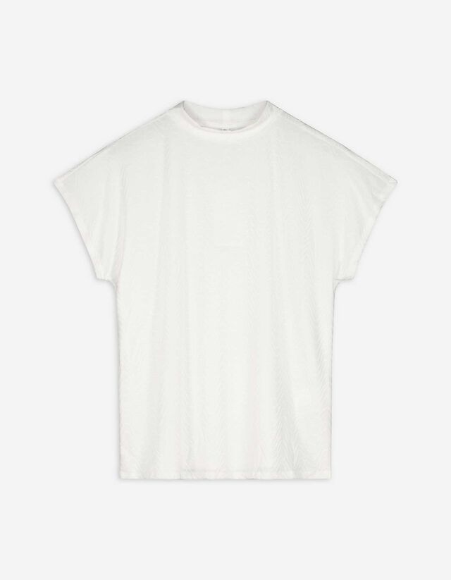 T-shirt - Collo alla coreana - bianco