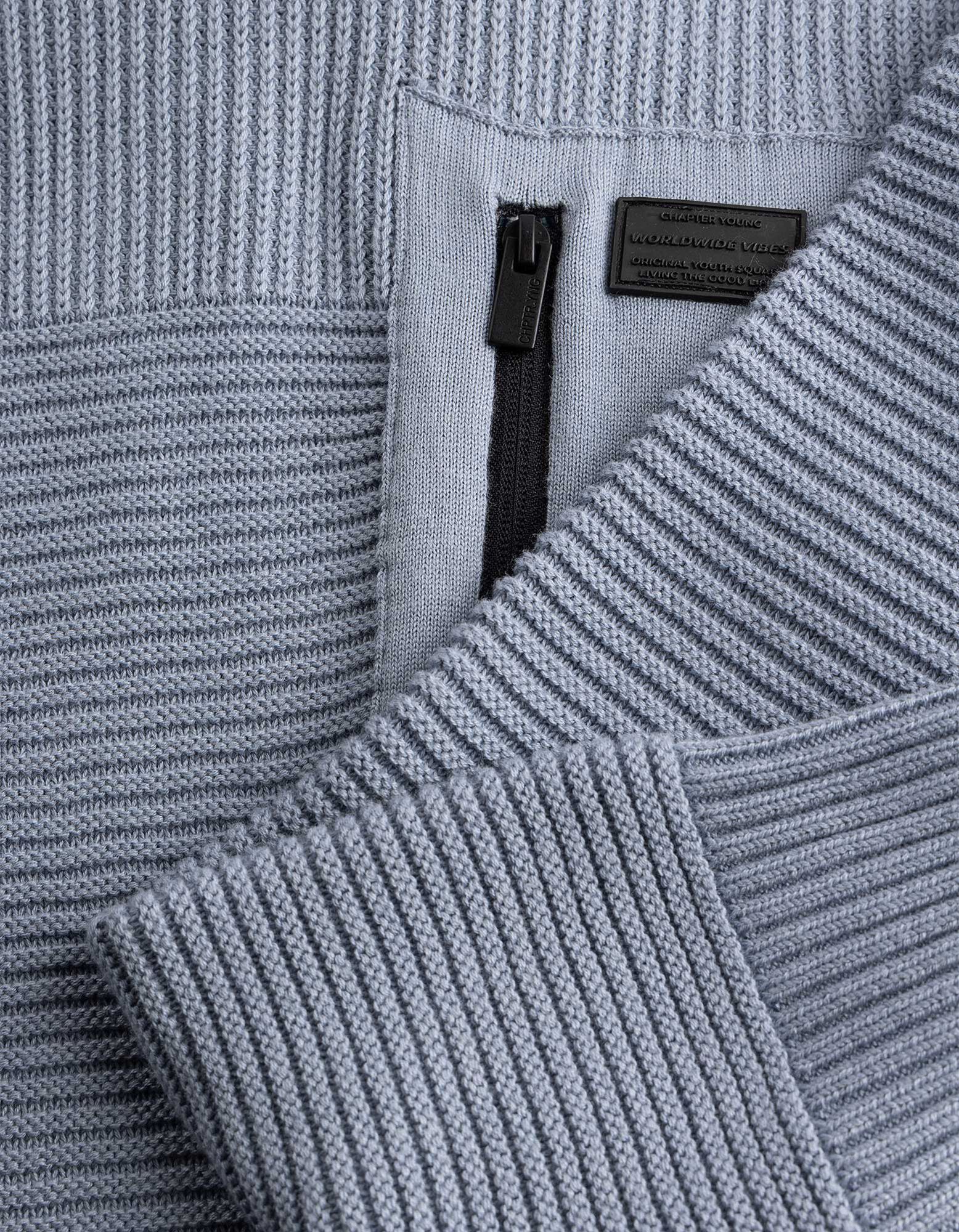 Žebrovan&yacute; pleten&yacute; svetr - Nadměrn&yacute; střih Oversized Fit - Světle modr&aacute;