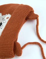 Strickmütze - Stickerei - braun