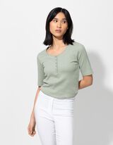 T-shirt - Geribde structuur - groen