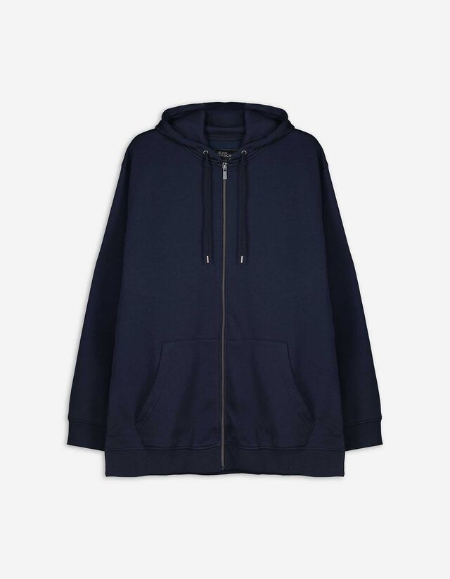 Sweatjacke - einfarbig - dunkelblau