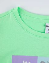 Tricou - Imprimeu sclipici - Verde deschis