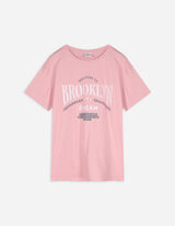 T-shirt - nadrukowany przekaz - rozowy
