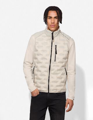 Gilet - Geometrisch motief - lichtgrijs