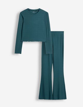 Ensemble pyjama (T-shirt et pantalon) - C&ocirc;tes - p&eacute;trole