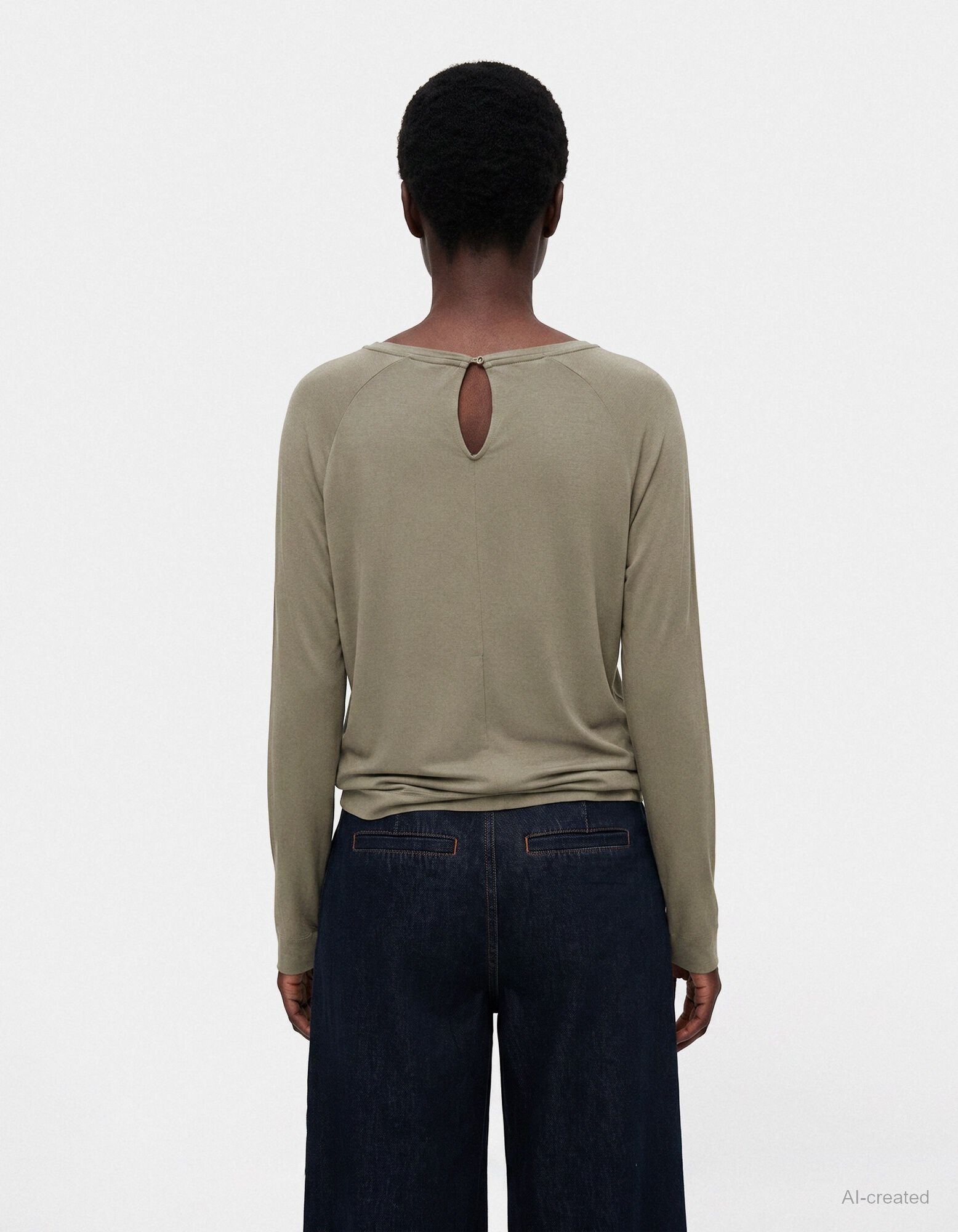 T-shirt &agrave; manches longues - manches raglan - khaki