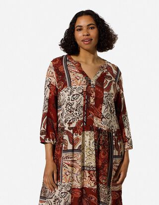 Kleid - Allover-Muster - Braun