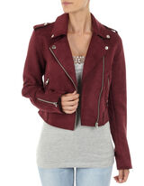 Damen Biker-Jacke in Velourslederoptik