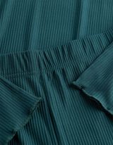 Pyjama Set aus Shirt und Hose - Gerippt - Petrol