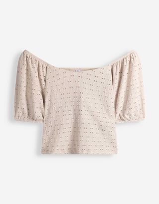 T-Shirt - Lochspitze - Beige