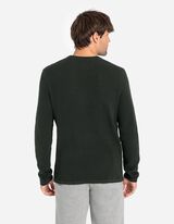 sweter - zwijane krawędzie - ciemny zielony