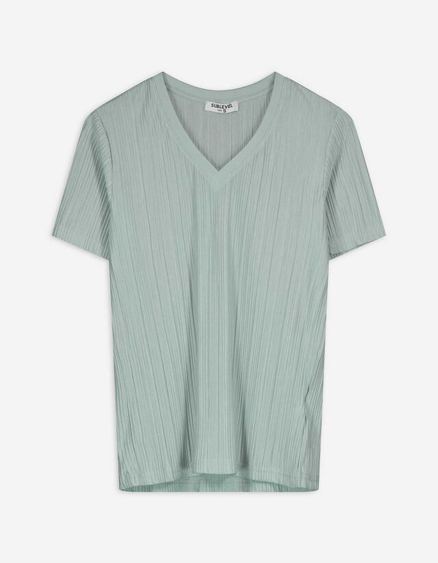 T-Shirt - Plisseefalten - hellgrün