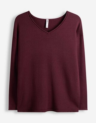 Pullover - V-Ausschnitt - Lila