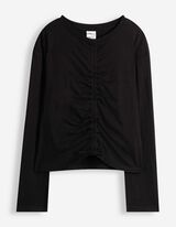 Langarmshirt - einfarbig - Schwarz