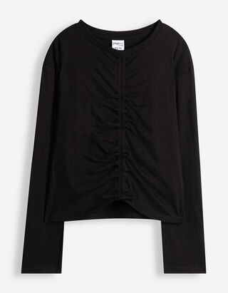 Langarmshirt - einfarbig - Schwarz