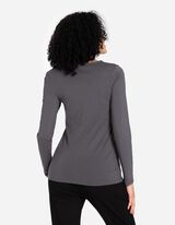 Longsleeve - V-hals - donkergrijs