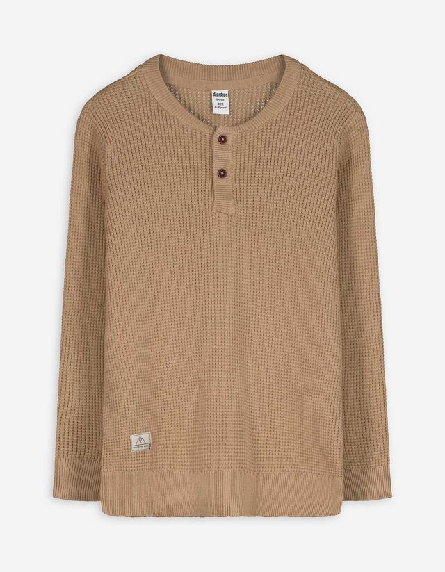 Pullover - Knopfleiste - hellbraun