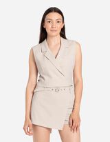 kamizelka - wiązany pasek - bialy