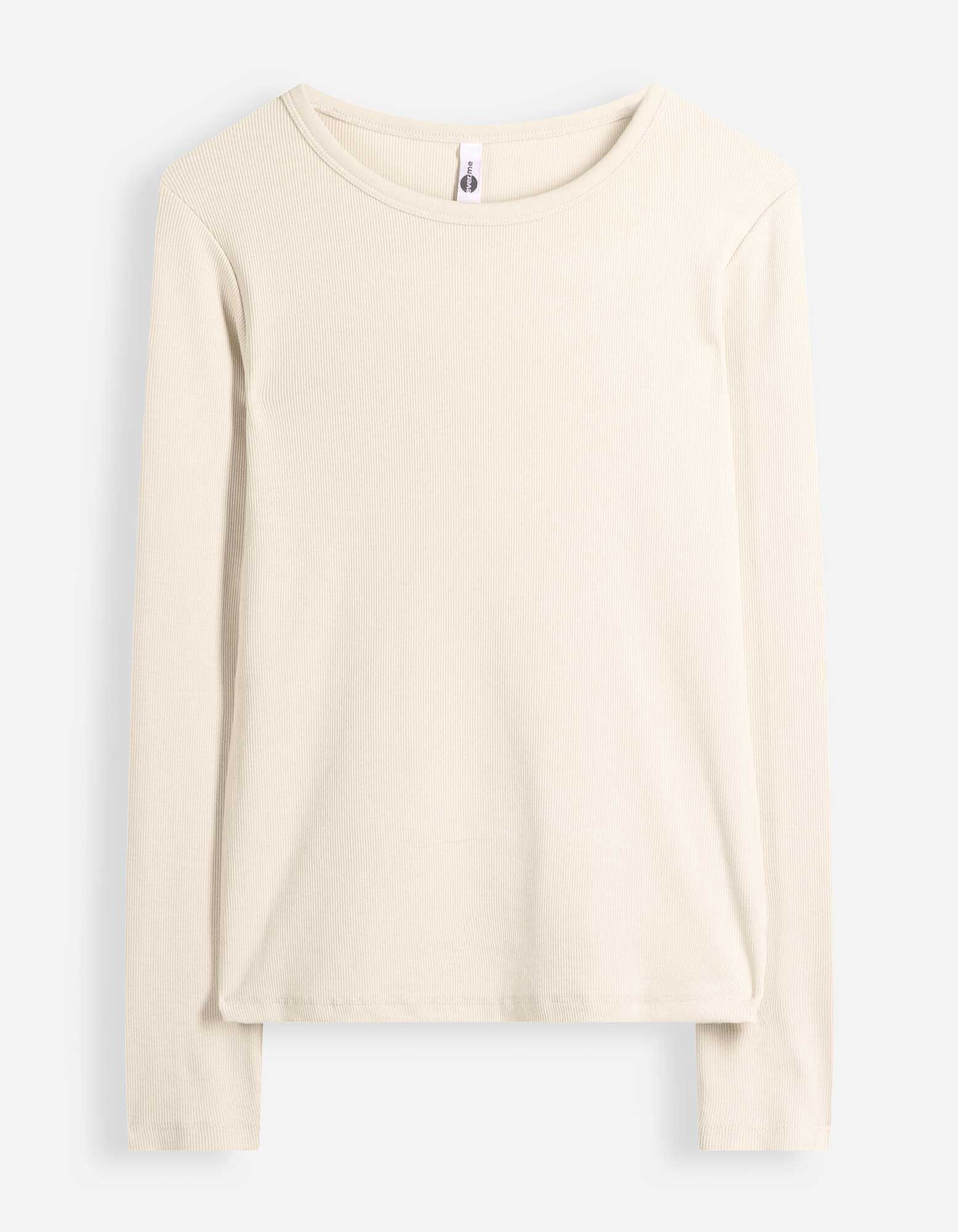 Langarmshirt - Feinripp - Off-White