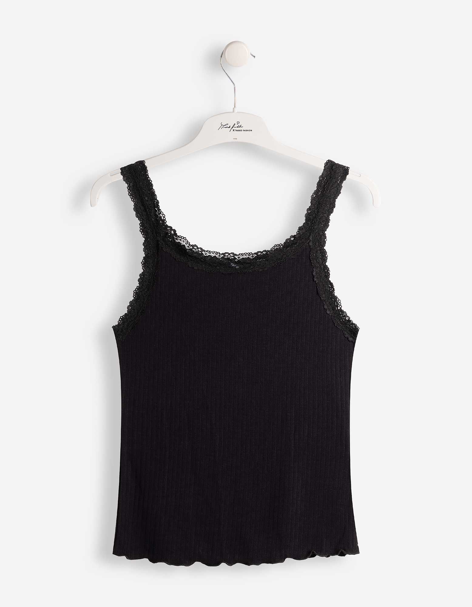 Tanktop - Met kant - Zwart
