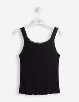 Tanktop - Met kant - Zwart