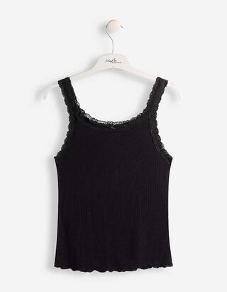 Tanktop - Met kant - Zwart