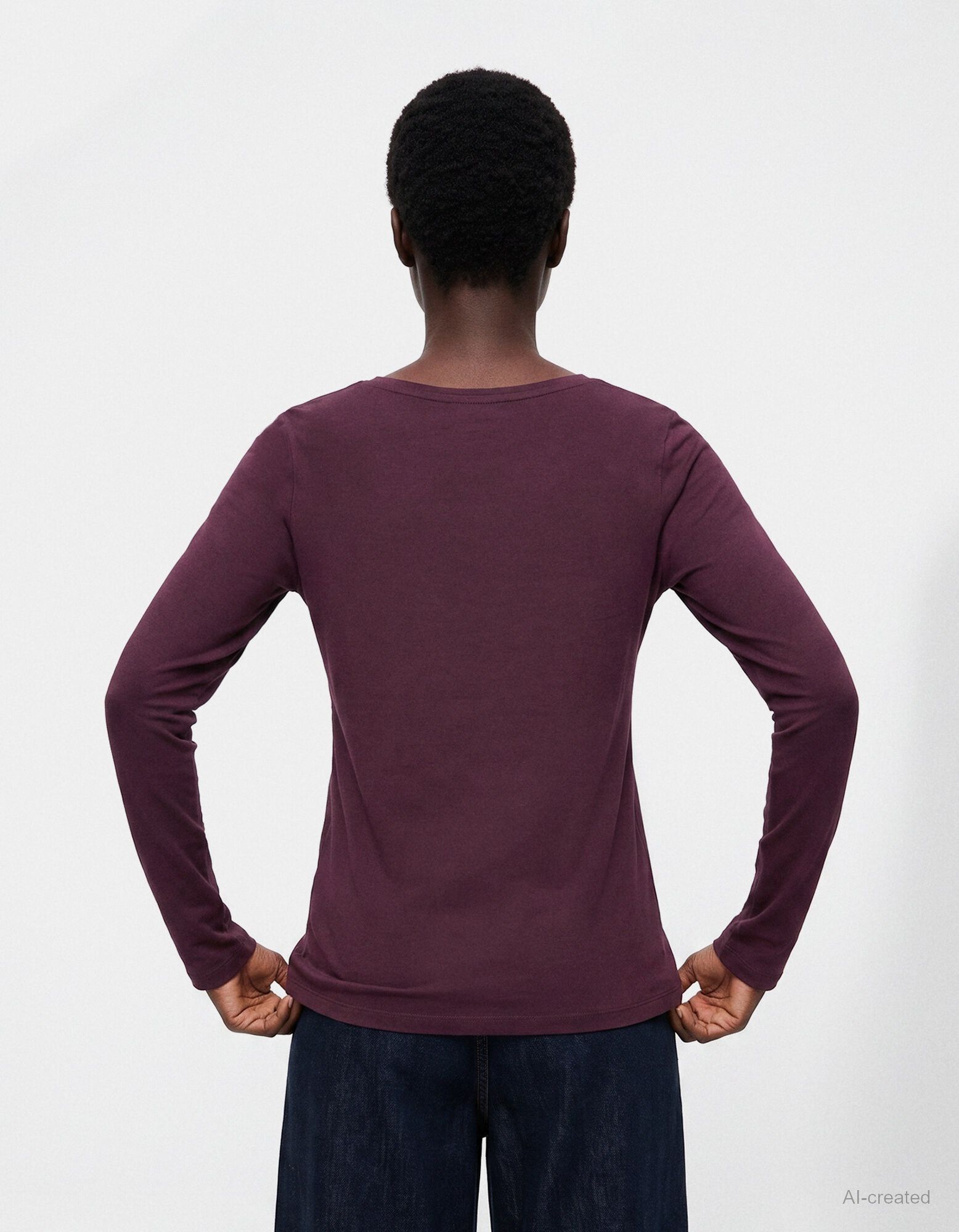 T-shirt &agrave; manches longues - Coton - mauve