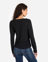 Hossz&uacute; ujj&uacute; felső - Cs&oacute;naknyak&uacute; - fekete