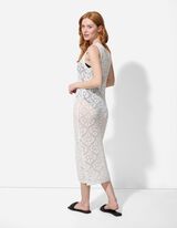 Pletena haljina - Bočni prorez - bela