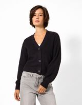Strickjacke - Knopfleiste - Schwarz
