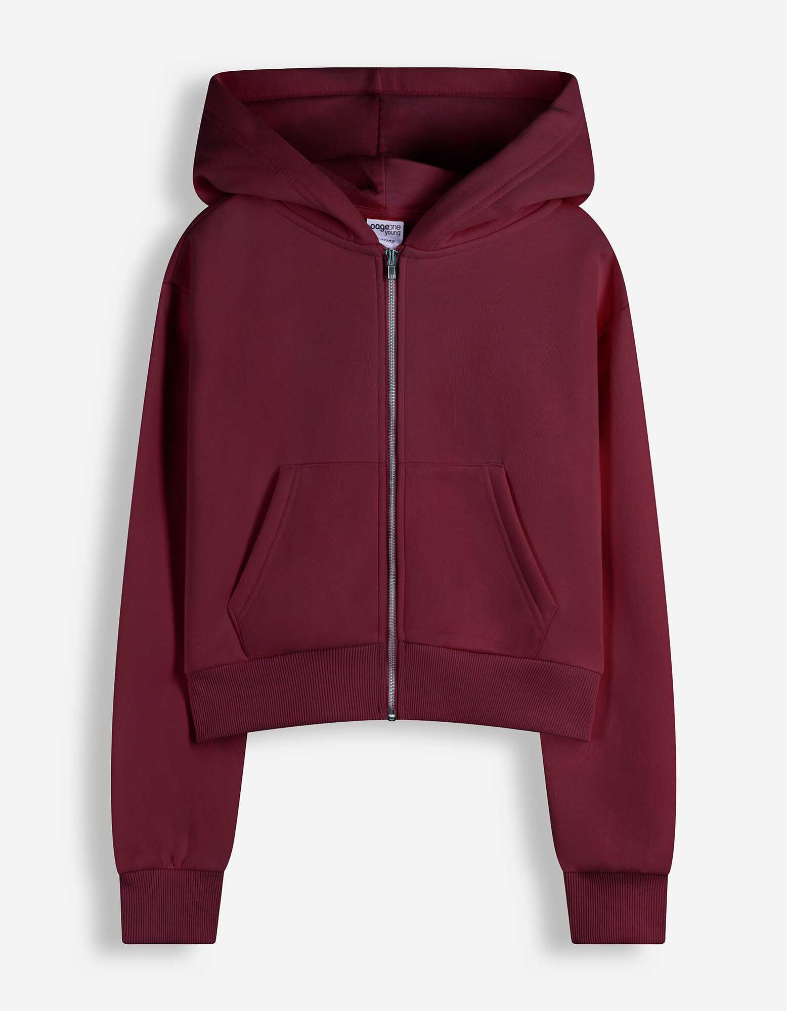 Sweatjacke - Cropped - Beere