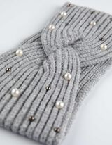 opaska - ozdobne koraliki - szary