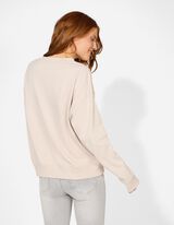 Sweatshirt - Applikation - beige
