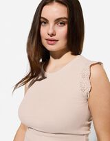 Top sans manches - Volants - beige