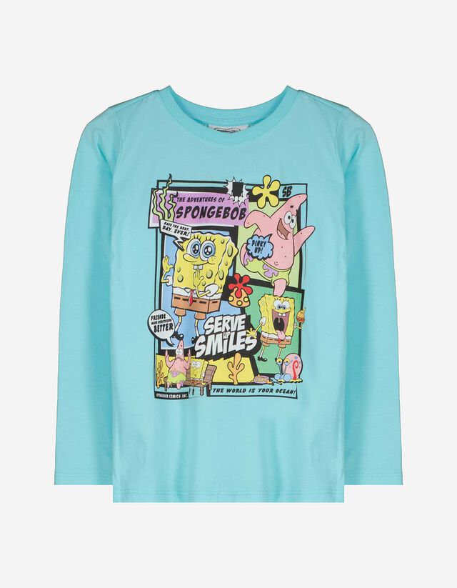 Tričko s dlouhým rukávem - SpongeBob - svetle  modra