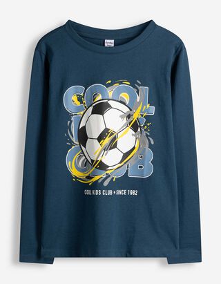 Langarmshirt - Frontprint - Dunkelblau