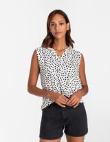 Blouseshirt - Stippenmotief - wit