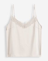 Top - Spitzenbesatz - Beige