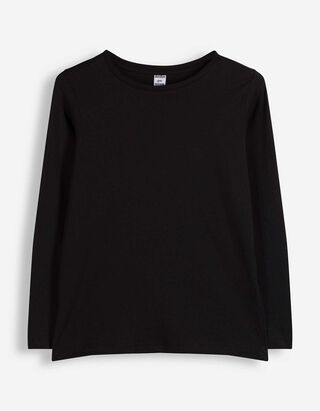 Langarmshirt - einfarbig - Schwarz