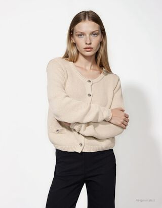 Cardigan - Knopfleiste - weiß