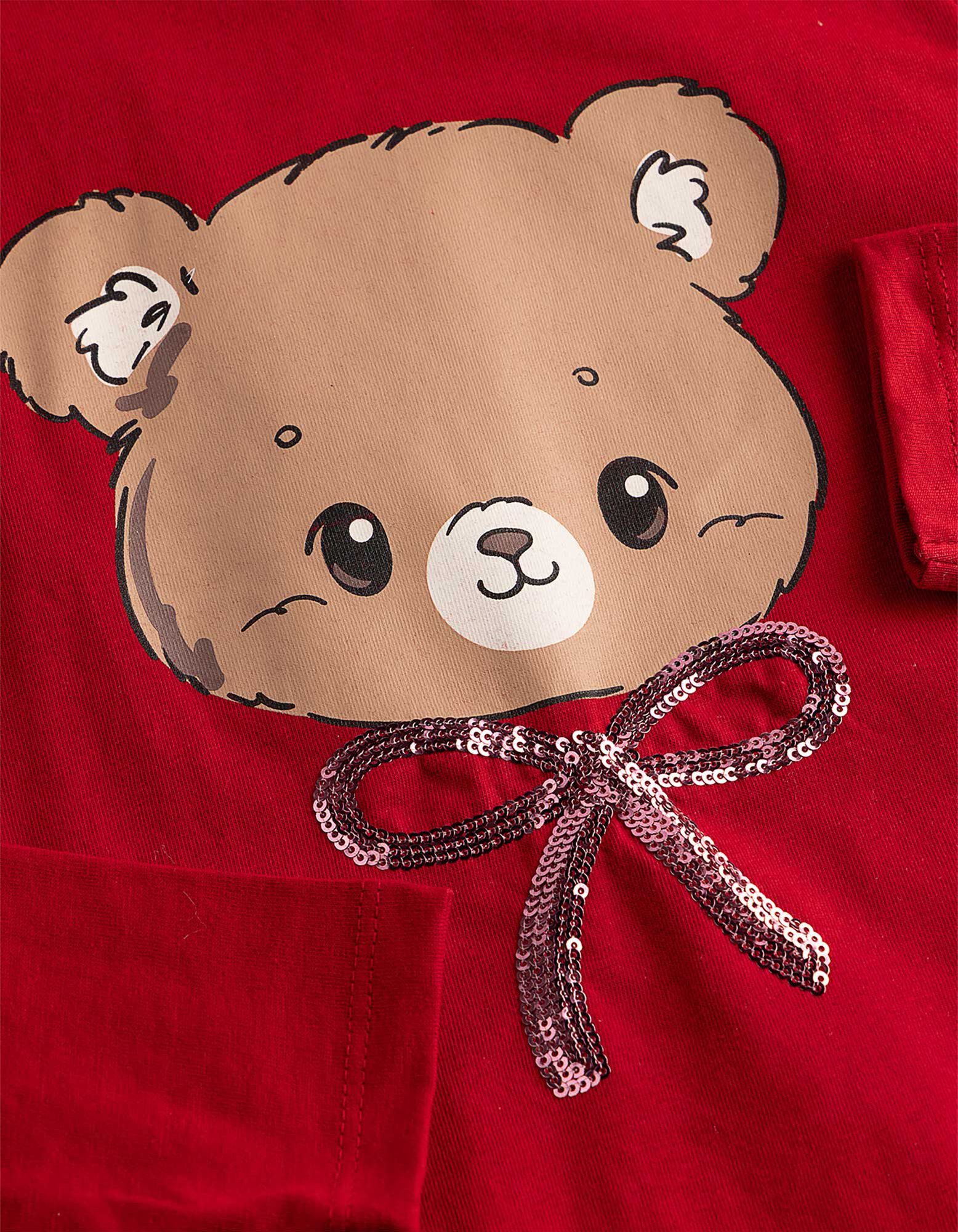 Langarmshirt - Paillettenbesatz - Rot